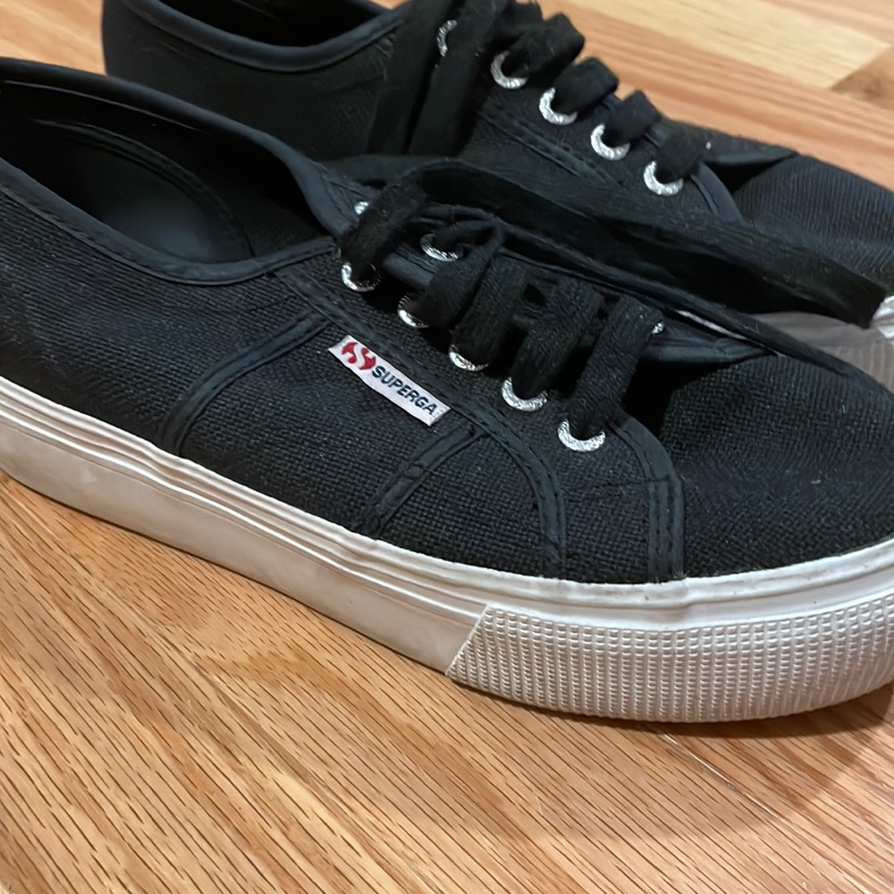 Black Superga platform sneakers